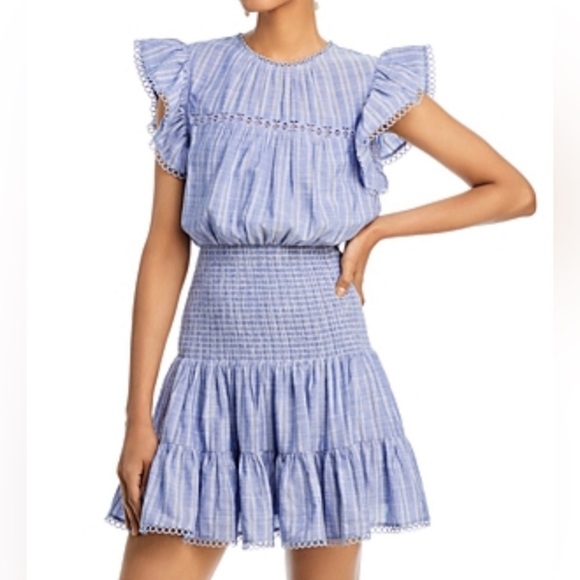 Aqua Cotton Mini Dress - Picture 1 of 14
